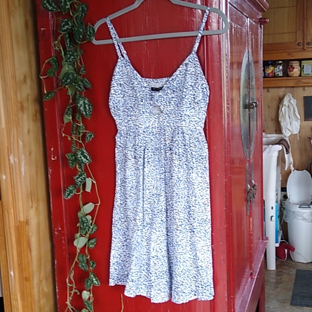 Blue and White Spaghetti Strap Sundress.
